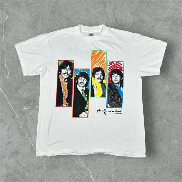 Vintage 90's The Beatles Size Large Get Back Band Single Stitch Reprint T-Shirt - Picture 1 of 8